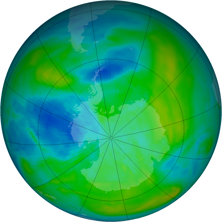 Antarctic ozone map for 18 March 1980